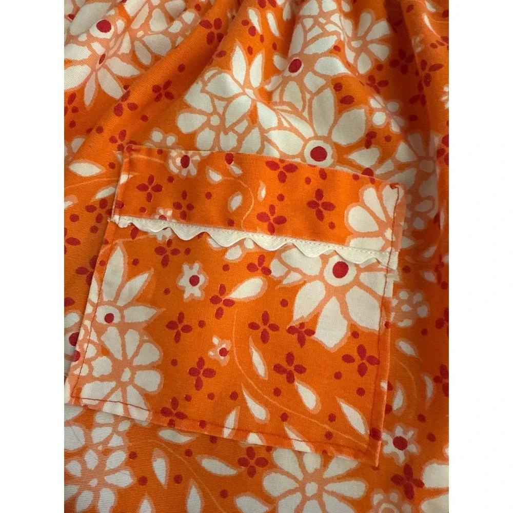 Retro Half Apron‎ MCM Kitchen Orange Floral 17